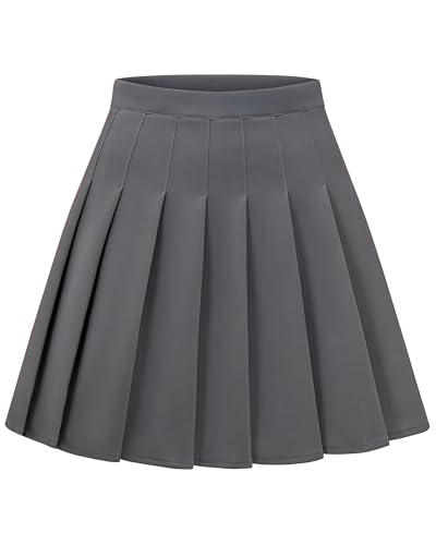 Image of Pleated Skirts for Women, High-Waisted A-Line Mini Tennis Skater Skirt | Easy pull-on elastic waist, Clean solid color, School uniform outfits, Cheerleader outfits, Everyday campus wear