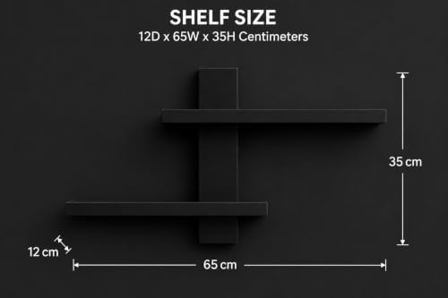 Image of Wooden Floating Wall Shelf for Living Room Bedroom, Office & Home Decor MDF Engineered Wood Storage Shelf (Black)