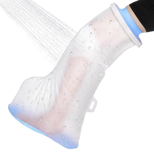 ANOMM Protector Escayola Pierna Adulto, Funda Impermeable de Silicona Suave Comoda para Ducha, Bolsa Hermetica Reutilizable para Cubrir Vendajes, Yeso, Heridas (Muslo, Fondo Antideslizante)