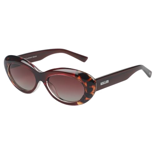 Image of KILLER Women's Sunglass, Oval Shaped Acetate Frame Polarized Lens Sunglasses Case For Women, Girls, Gradient Lens Sunglasses