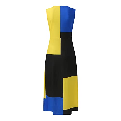 Robe sans manches imprimée avec poches intégrées coupe en A