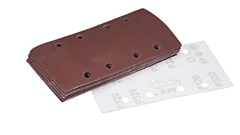 MACHSWON 320 Grit Sanding Sheet Sander Sandpaper Hook and Loop Pads 8 Hole 15pcs for 1/3 sander, Brown, 320Grits