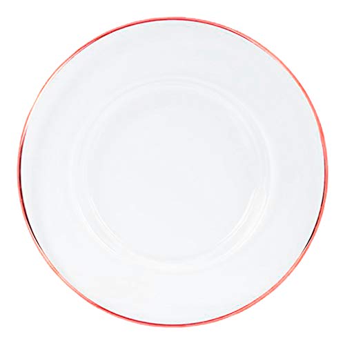 EME Pack Bajoplatos de Cristal con Detalle Decorativo Filo Oro Rose Gold Plato de Presentación en Vidrio Transparente Ligero y Duradero con Diámetro de 33cm. Incluye 6 unidades