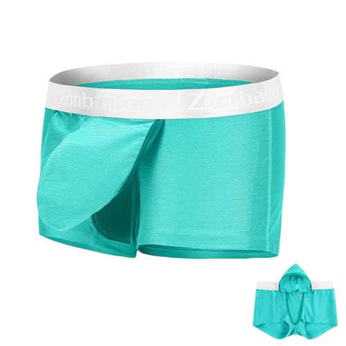 Mens Open Fly Underwear Breathable Ice Silk Boxer Briefs M L XL XXL 3XL