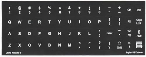 Pegatinas para teclado autoc adhivas fondo negro inglés US miniatura 1