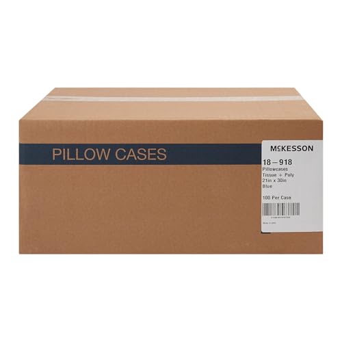 McKesson Disposable Pillow Case Covers Bulk Pillowcase, Single-Use for Medical Hospital Travel, Standard Size, Blue, 21 in x 30 in (100)