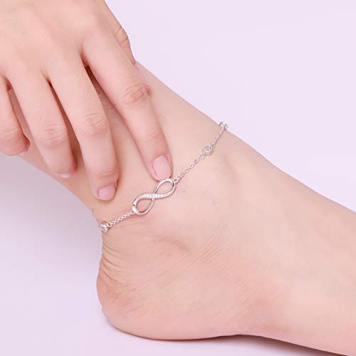 Nieboa S925 Infinity Ankle Bracelets for Women,Classic Design of Sterling Silver Anklet,Gift for Women and Girls - Image 5