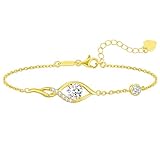 LOUISA SECRET Infinity Moissanite Bracelets for Womens Girls with 18K Gold Plated Adjustable Heart Bracelets Jewellery Gifts for Women/Wife/Her/Mum Anniversary Birthday Mothers Day Christmas