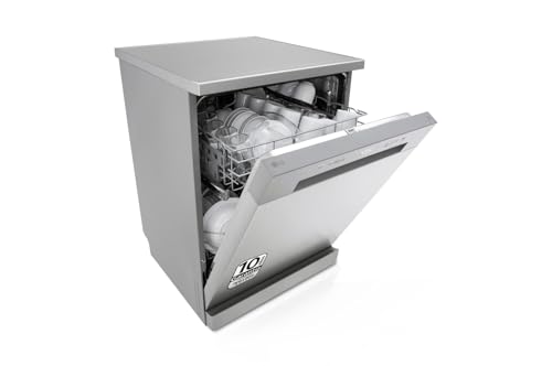 LG DF141FV - Lavavajillas 60 centímetros, capacidad de 14L, con función QuadWash Direct Drive, Eficiencia D, color Inox Antihuellas