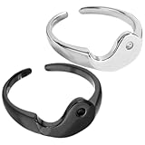 ibasenice Anillos Yin Yang Ajustables para Parejas Juego de 2 Anillos de Compromiso Diseño Abierto Minimalista Color Negro y Blanco Joyería para Aniversarios y San Valentín