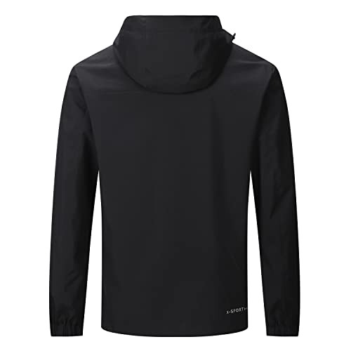 Urbanfind Men's Hiking Travel Shell Jacket Waterproof Hooded Rain Coat Us Xl Black #TOP1