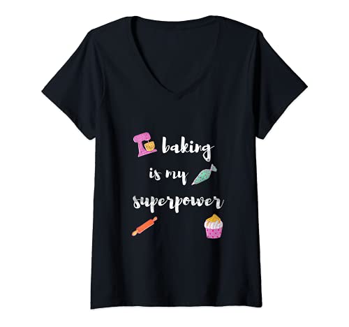 Mujer Cake Decorator Funny Bake The World A Better Place Baking Camiseta Cuello V