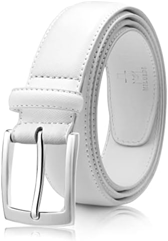 MILORDE Men's Genuine Leather Dress Belt for Work Business and Casual