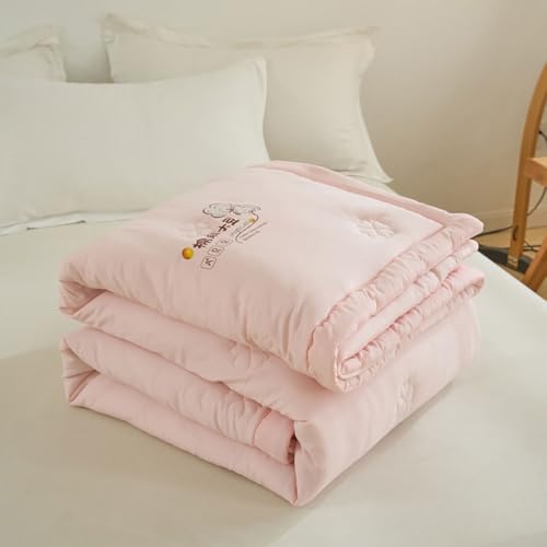 DOTBUY-SHOP Colcha Boutí, Color Sólido Cubrecama Suave Ligero y Transpirable, Cubre Cama Multiusos para Primavera y Verano, Colchas para Cama 90/120/150/160 (Rosa Claro,180cm×220cm)