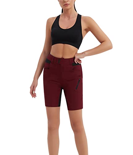 Zoano Biker Shorts With Pockets Womens Athletic Shorts 3D Padded Mtb Short Outdoor Burgundy S #TOP3