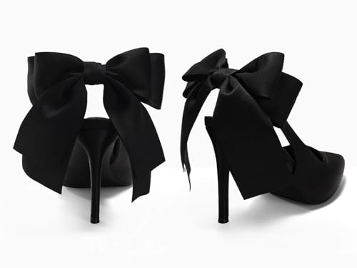 Image of Coutgo Womens Slingback High Heels with Bow Closed Pointed Toe Wedding Bride Dress Shoes Satin Pumps