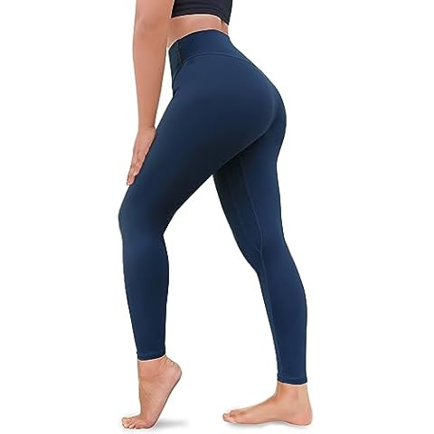 RATIVE Thick High Waist Yoga Pants No See Through with Tummy Control Workout Running Leggings for Women (XX-Large,Navy) Cover