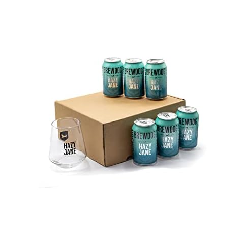 BrewDog Hazy Jane Gift Pack Beers - 6 x 330ml Cans and Glass Cover