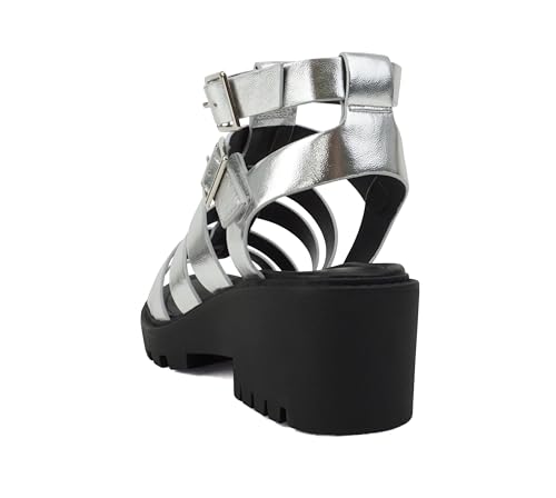 Image of Soda inchRebirth inch ~ Women Open Toe Fisherman Multi Strap Buckle Lug Sole Low Block Heeled Sandals