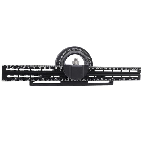 Regla combinada para ángulos aluminio 300mm negra miniatura 1
