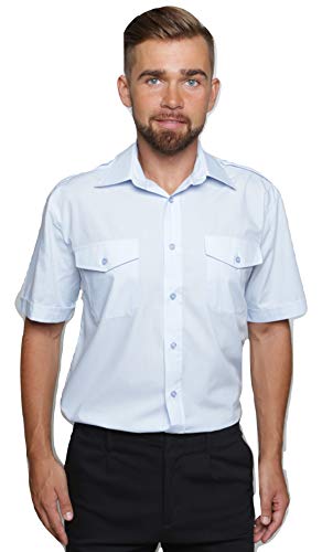 Mirabella Health & Beauty Chemise Pilote pour Homme à Manches Courtes Bleu Ciel 16.5''