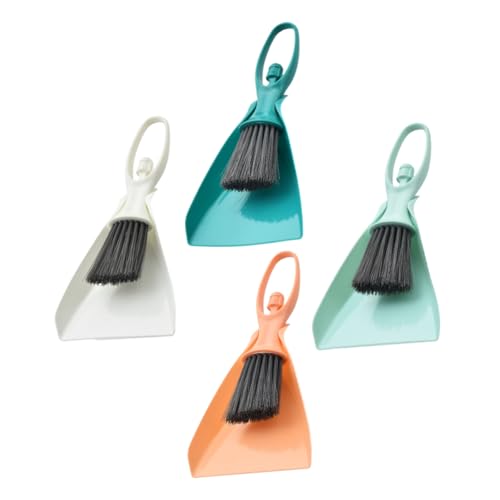 HEALLILY Pp Nylon Mini Broom Dustpan 4-Piece Cleaning Brush for Desktop Dustpan Brush Set for Home Office