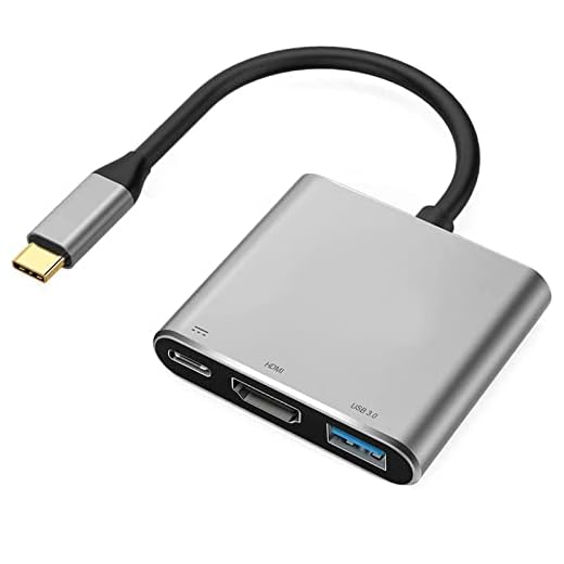 USB C to HDMI Multiport Adapter, HDMI 4K Output USB 3.0 Port and USB-C Charging Port, USB-C Digital AV Multiport Adapter Compatible for MacBook, MacBook Pro/air Other USB-C Devices - Gray