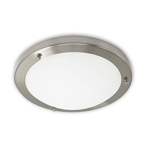IMVSINCERE Satin Nickel Ceiling Light with Frosted Glass Shade Waterproof IP44 Rated 18W LED Flush Ceiling Light 4000K Natural White,Ø 31cm, 1280LM,IP44 Round for Bathroom Kitchen Corridor Office Cover
