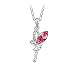 FANSING Girls Crystal Necklaces, Children Fairy Necklace, Angel Pendant Jewelry, Rose, 15.7" + 2" Chain