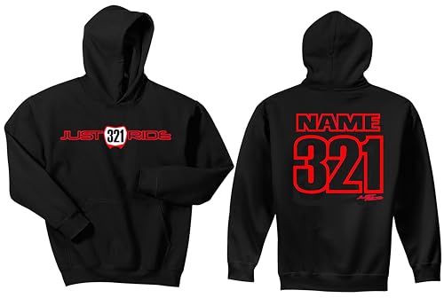 JUST RIDE BMX or Motocross Number Plate Custom Personalized Hoodie Sweat Shirt (Large, Red)