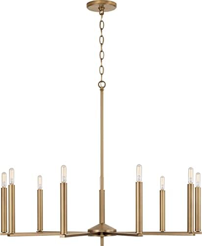 HomePlace by Capital Lighting 448691AD Portman Modern Minimalistic Chandelier, 9-Light 540 Total Watts, 27" H x 34" W, Brass