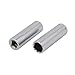 Aexit 3/8-inch Square Hand Operated Tools Drive 9/16-inch Hex 6 Point Deep Impact Socket Silver Tone 2pcs Model:78as28qo383