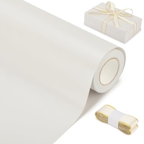 Rumvan Off White Matte Wrapping Paper16.9 Inches X 39.3 Feet,Solid