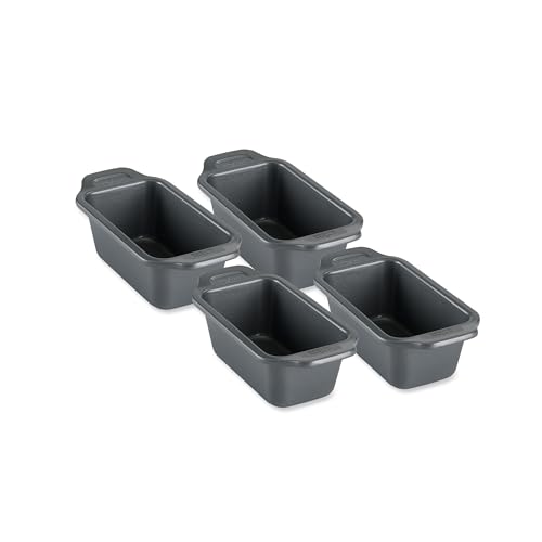 All-Clad Loaf Pan Set 4 Piece, Pro-Relelase Nonstick Bakeware, Durable Ceramic-Reinforced Non stick Coating, Professional Baking Pan for Bread, Meatloaf, Cakes, Brownies Lasagnas Casseroles, Grey  