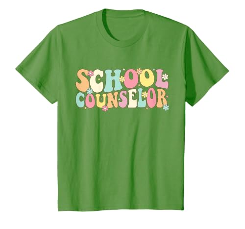 Groovy School Counselor Back to School Teacher Counseling T-Shirt, Youth, Grass Green, 4T