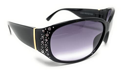 My Shades - Women's Sunglasses Designer Inspired Fashion Rhinestone Style Embellishments Wrap Around (Black, Gradient Smoke)3