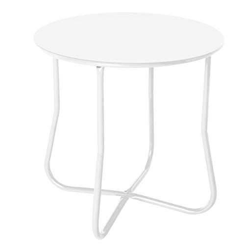 Lola Derek Garden Table de terrasse d'appoint en acier Blanc