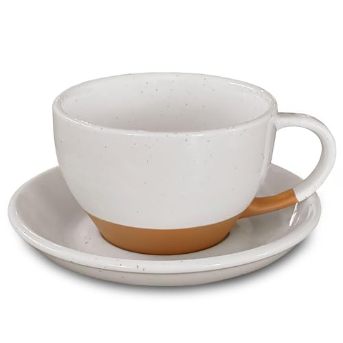 Comparison: Best Cups For Latte Art 6 Mora Ceramic Latte Art Mug With Saucer - 10.5 oz, Round Bottom For Perfect Pours - Cafe Cups for Cappuccino, Espresso, Coffee, Tea etc - Porcelain Set for Baristas, Great Gift - Vanilla White