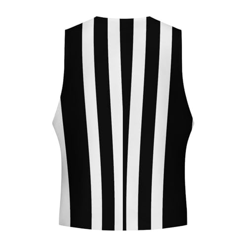 Black And White Striped Men's Suit Vest Slim Fit Business Dress Party Pattern Waistcoat Vest Top4