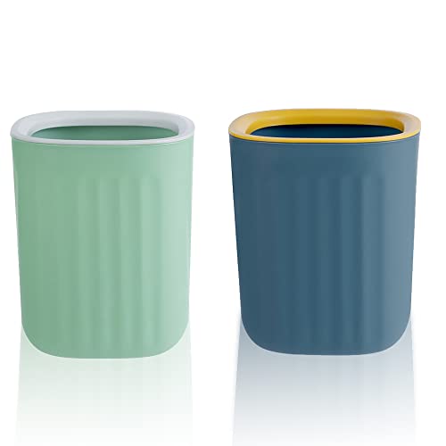 Papelera De Mesa 2 Piezas, Papelera De Escritorio Sin Tapa, Mini Papelera Cosmética, Papelera De Escritorio, Para Baño Cocina Oficina, Azul, Verde