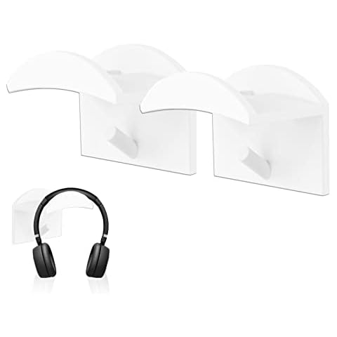 NUWIQ Headphone Stand, Pack of 2 No Drilling Required Silica Gel Headset Holder with Hook Headphone Holder - White Cover