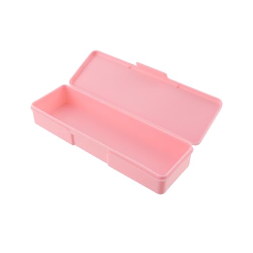 Image of 2PCS Large Capacity Pencil Box Plastic Pencil Case Plastic Stationery Case with Hinged Lid and Snap Rectangle Storage Containers Box for Nail Accessories, Screws(Pink)