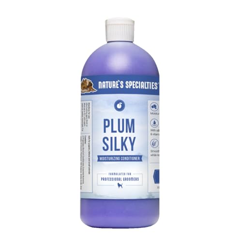 Nature's Specialties Plum Silky Dog Conditioner Concentrate for Pets, Natural Choice for Professional Groomers, Keratin and Silk Proteins, Made in USA, 32 oz
