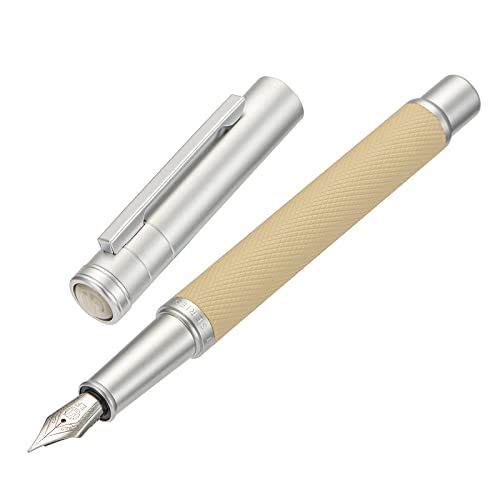 Image of Silver Birch Forest Aluminum Fountain Pen Extra Fine Nib with Converter and Metal Case Set By Asvine