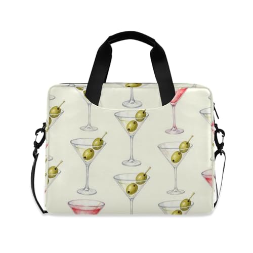 Sac bandoulière ordinateur portable 15.6 pouces rétro, sacoche ordi homme et femme Olive Drink