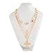 Gold Statement Necklace For Women Dainty Pearl Colorful Crystal Gemstone Necklace Multilayered Gold Heart-Shaped Cross Pearl Necklace Fashion Jewelry For Women (four)