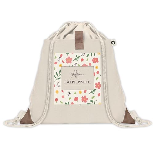 Sac cordon en coton Planetee pour femme motif fleurs sac à dos gym