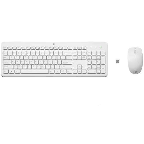 HP – Pack Teclado y Ratón Inalámbrico 230 | Blanco | Conexión USB 2,4 GHz | Teclado Silencioso | Ratón Compacto | Gran Autonomía