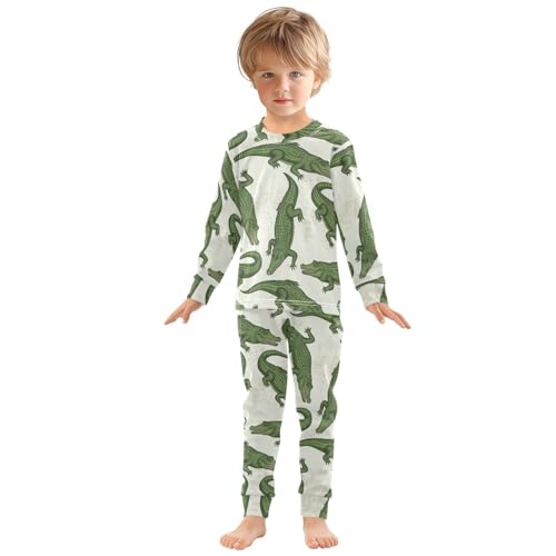Pajama Sets Long Sleeve Crocodile Pattern Print Design Soft Comfy Sleepwear 2 Piece PJS 3-8T2