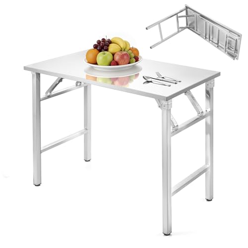 Stainless Steel Folding Table, 36" x 18" Kitchen Prep Table Workb...
